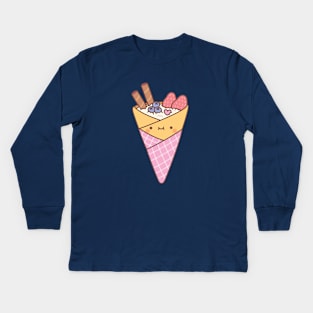 Cute Japanese Style Crepes Dessert Kids Long Sleeve T-Shirt